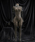 Black Widow Rhinestone Mesh Bodysuit
