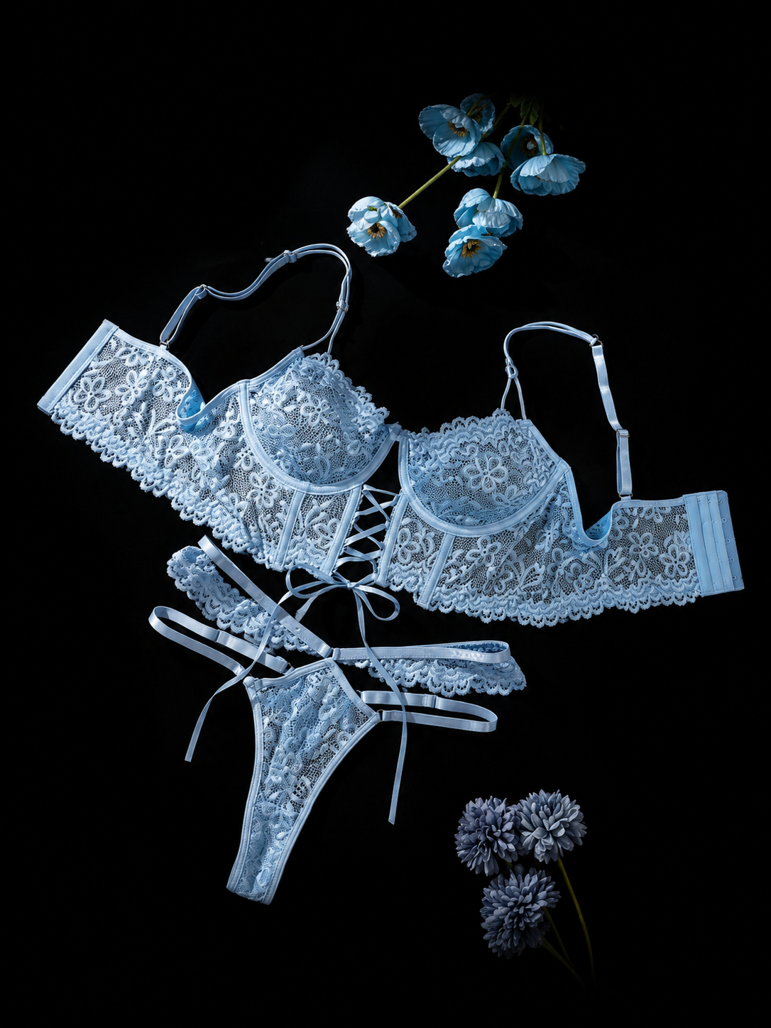 Sweetheart Corset Lace Bustier Set