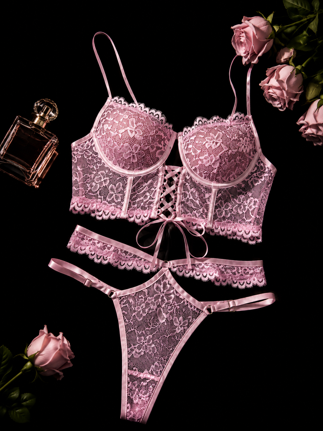 Sweetheart Corset Lace Bustier Set
