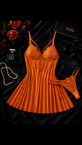 Haunted Elegance: Pumpkin Spice Temptation Babydoll Set⁠