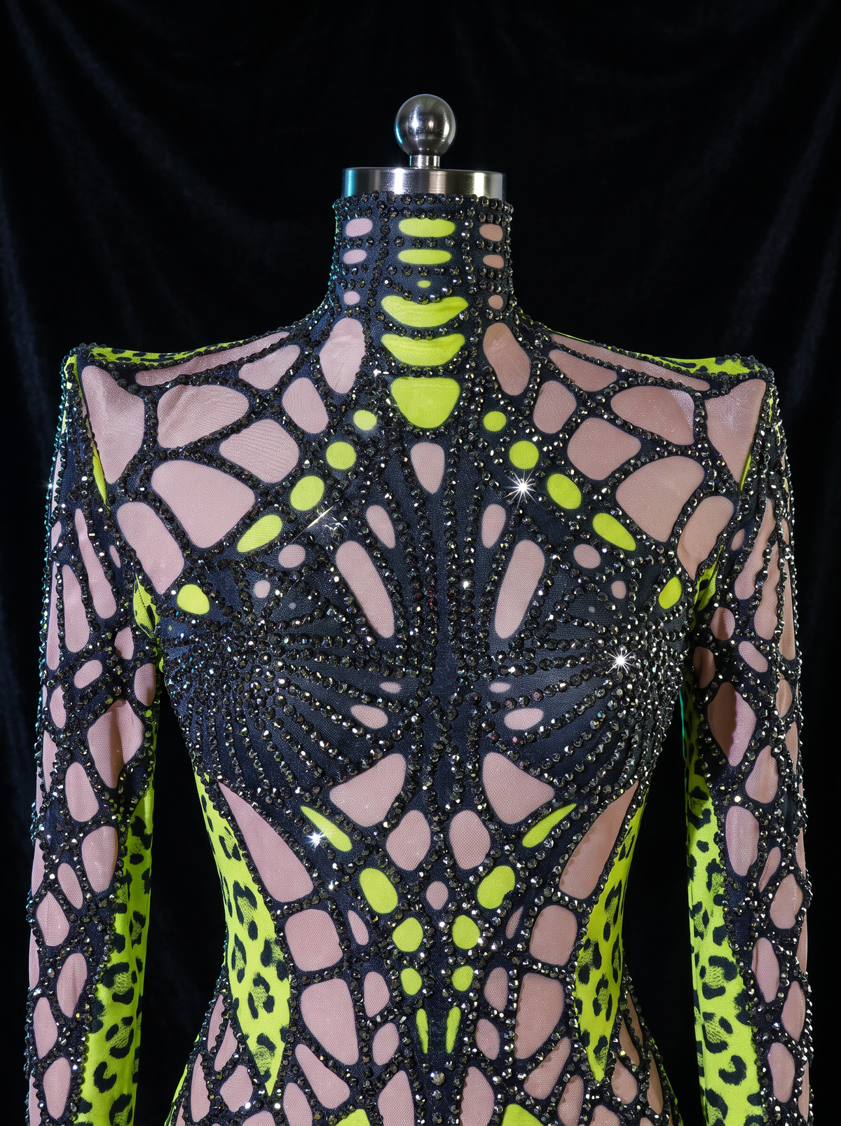 Haunted Elegance: Toxic Venom Rhinestone Bodysuit⁠
