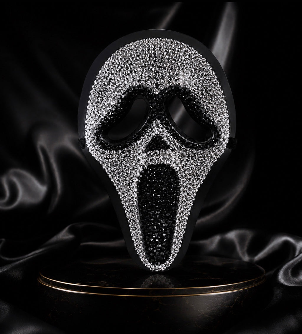 Haunted Elegance: Phantom Glamour Rhinestone Horror Mask⁠