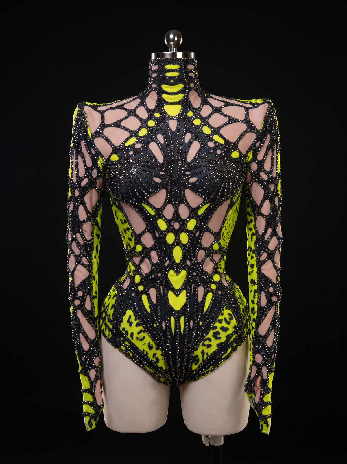 Haunted Elegance: Toxic Venom Rhinestone Bodysuit⁠