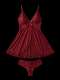 Midnight Romance Ruffle Mesh Babydoll Set